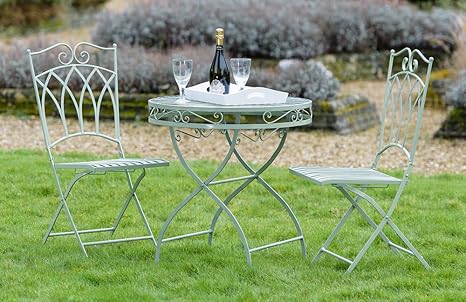 Sage Grün, Metall, 3-teilig im Garten Bistro Set Balkonmöbel, Victoria