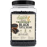 Dried Black Turtle Beans 3 lb | Triple Cleaned | For Chili, Soups, Stews and Everyday Cooking | Bulk Resealable Container | Dasher's Spice &amp; Beans