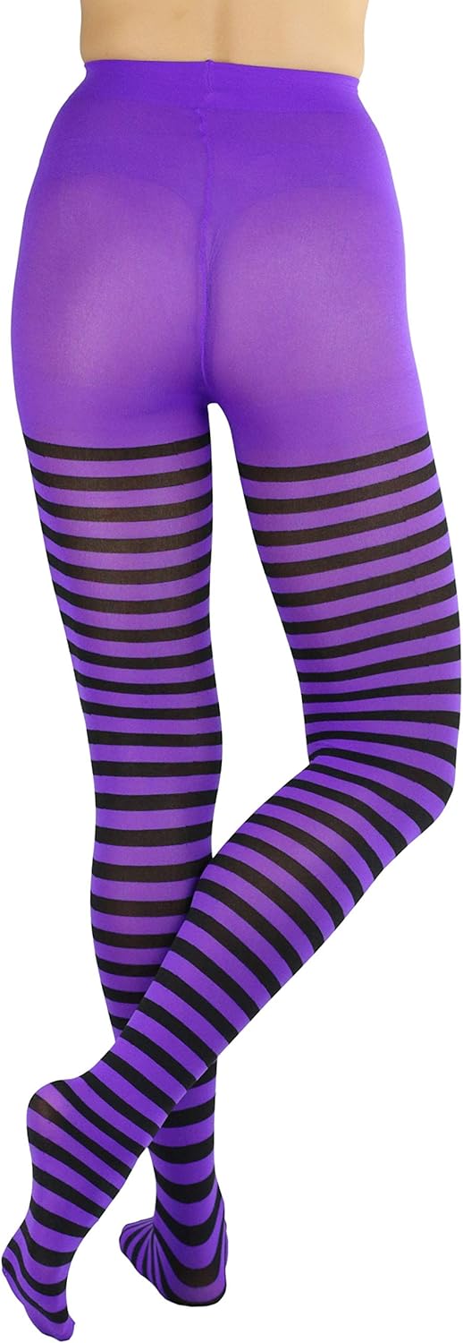 ToBeInStyle Women's Nylon Horizontal Striped Tights at  Women’s Clothing store