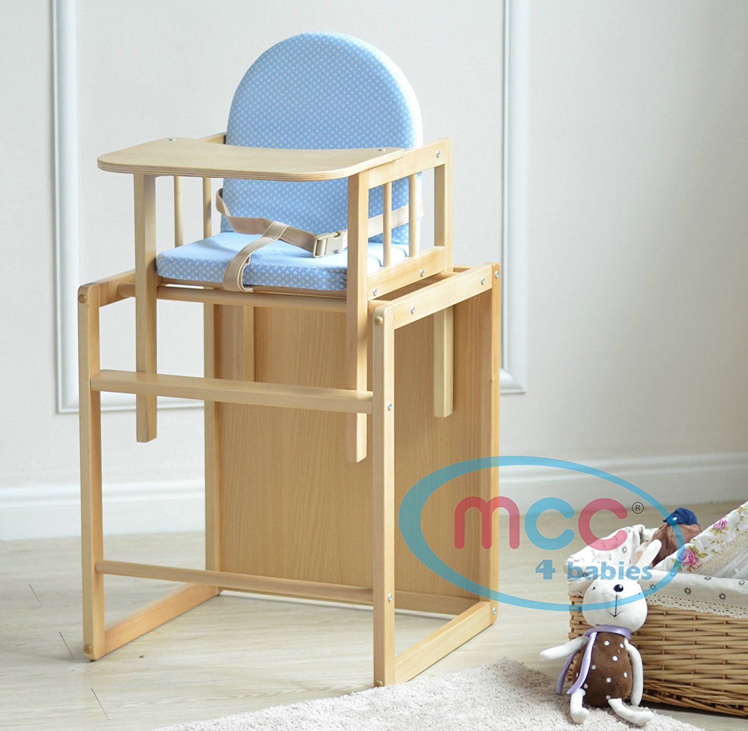 MCC Azul 3 en 1 Niños - Trona de madera con plato, umwandelbar ...