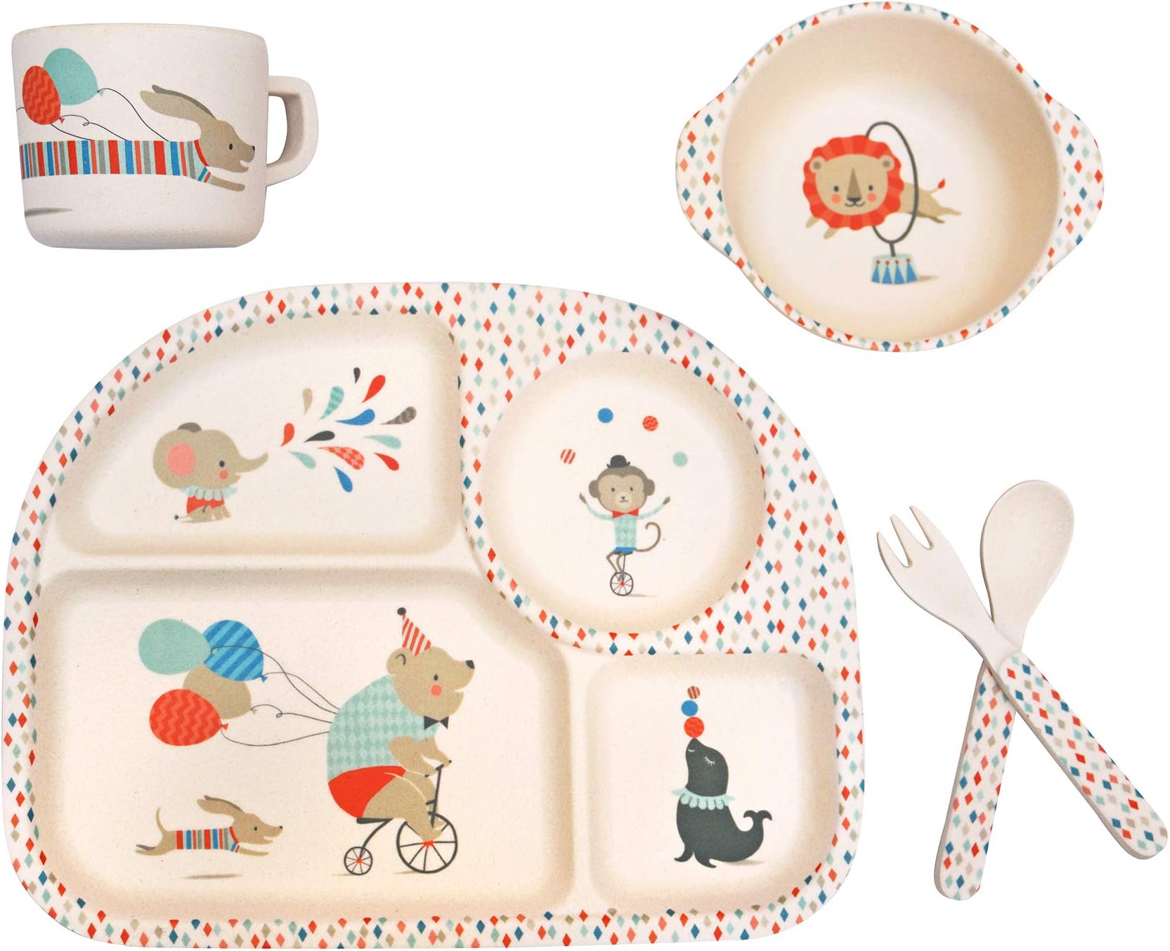 Bamboo 5pc Dinner Set ~ Circus Animals