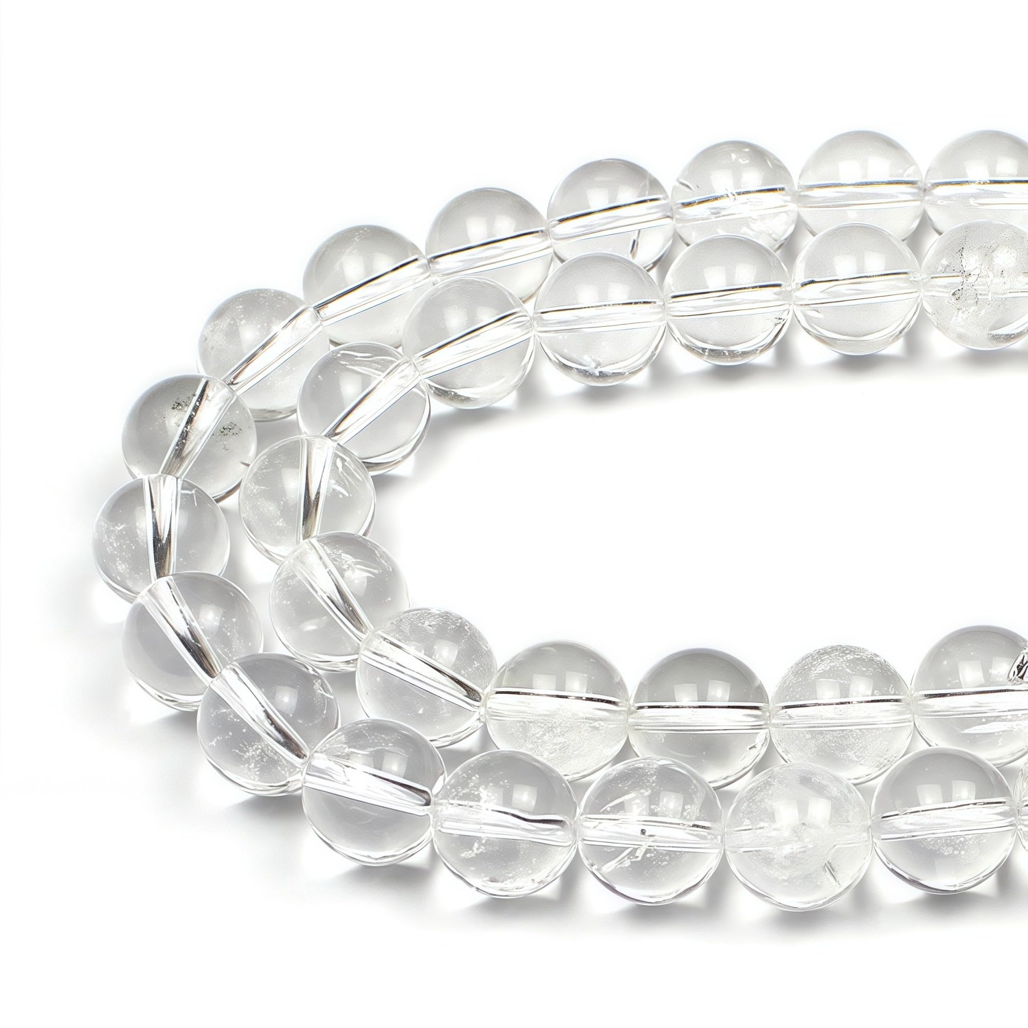 MJDCB Natural Round Stone Beads 4mm White Quartz Crystal Loose Gemstone Beads for Jewelry Making Bracelet Necklace 85pcs — image 1