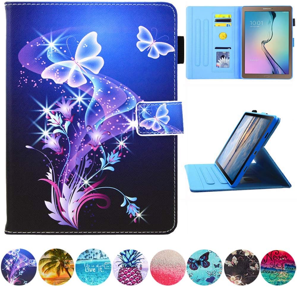 Galaxy Tab A 10.1 Case, T580 Case, JZCreater PU Leather Folio Stand Wallet Case, Auto Sleep/Wake Smart Cover for Samsung Galaxy Tab A 10.1" SM-T580/ T585, Purple Butterfly