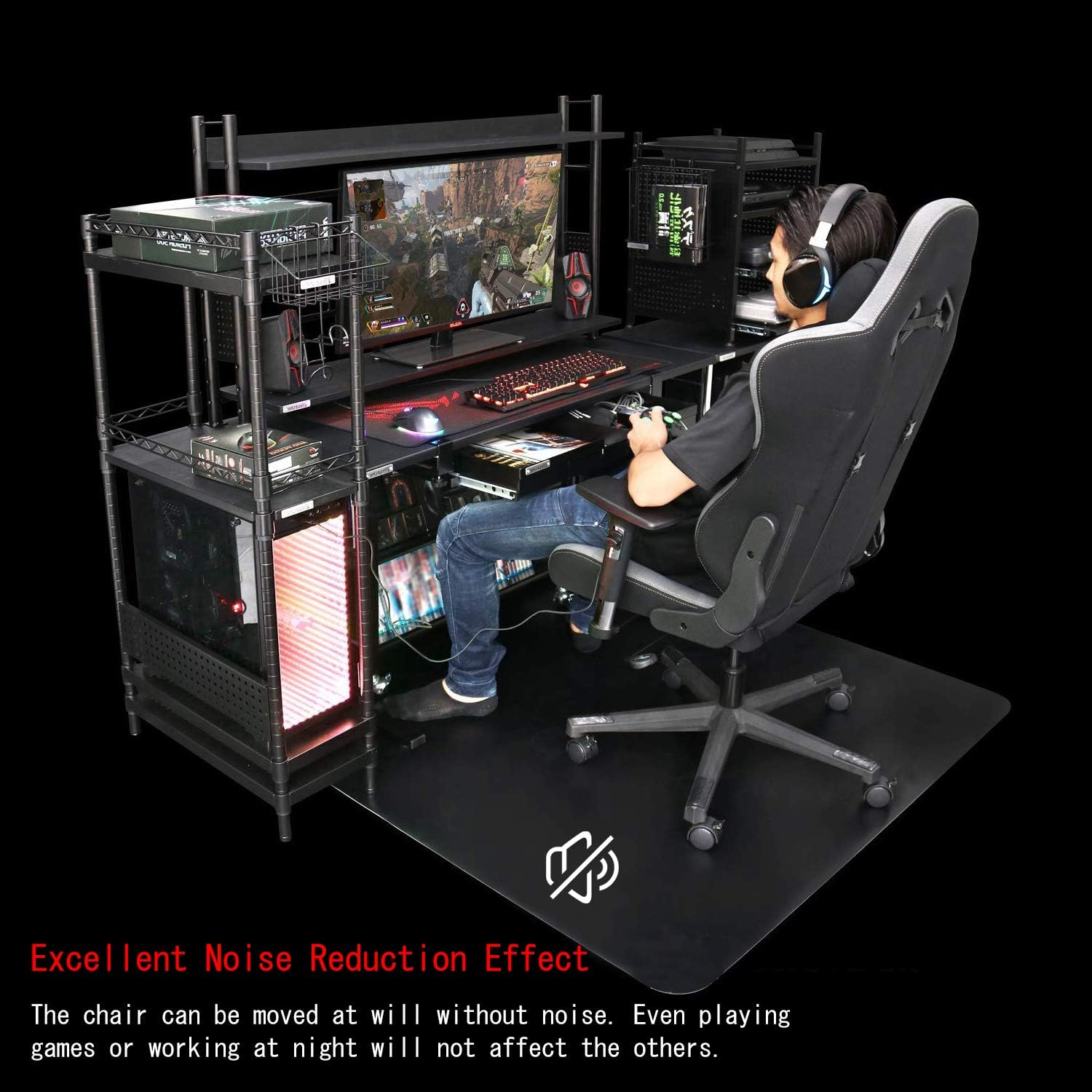 Office Chair Mat, Hard-Floor Mat for Desk, 47" x 35" Multi-Purpose Office Desk Chair Mat for Hardwood Floors, Updated Version Protector Hard Floor Mat for Home (Black): Kitchen & Dining