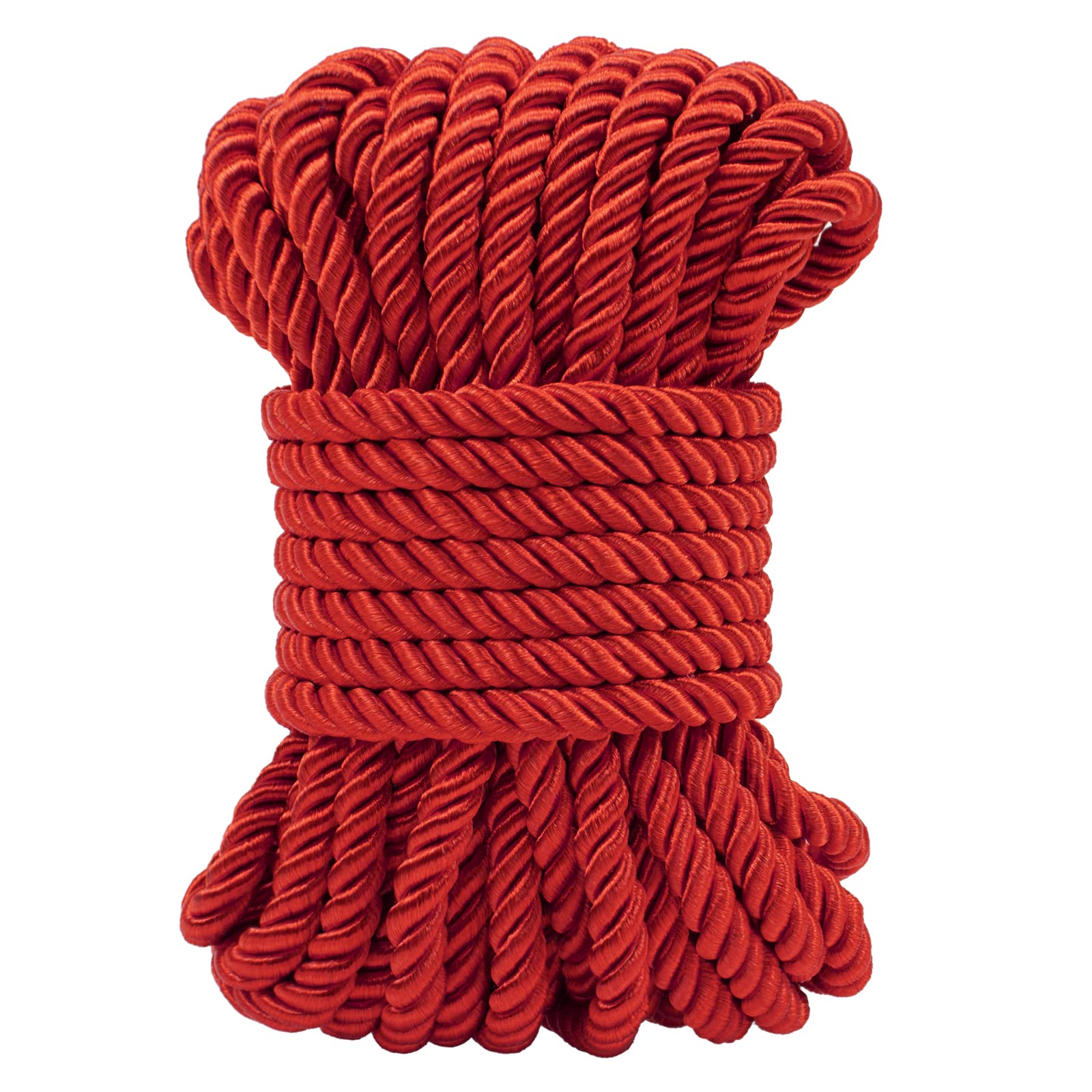 LEREATI Red Twisted Cord Rope 7mm x 10m, 3-Ply Polyester Cord Soft Craft Rope Satin Cord Trim, Decorative Twisted Macrame Cord for DIY Craft Curtain Tieback Honor Cord Gift Bags Home Decor