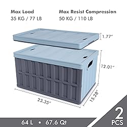 Citylife 64L Collapsible Storage Bins with Lids