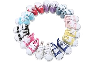 10 Pairs Mini Finger Shoes Cool Mini Skateboard Shoes Doll Canvas Shoes Long Assorted Colors Anti Slip Doll Plimsolls Dollfie