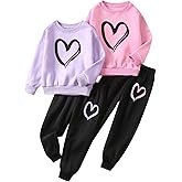 Jolyshlid Girls Outfits 4 Piece Long Sleeve Sweatshirt Cargo Pants Fall Winter Clothing Set Multicolor 3-12Y