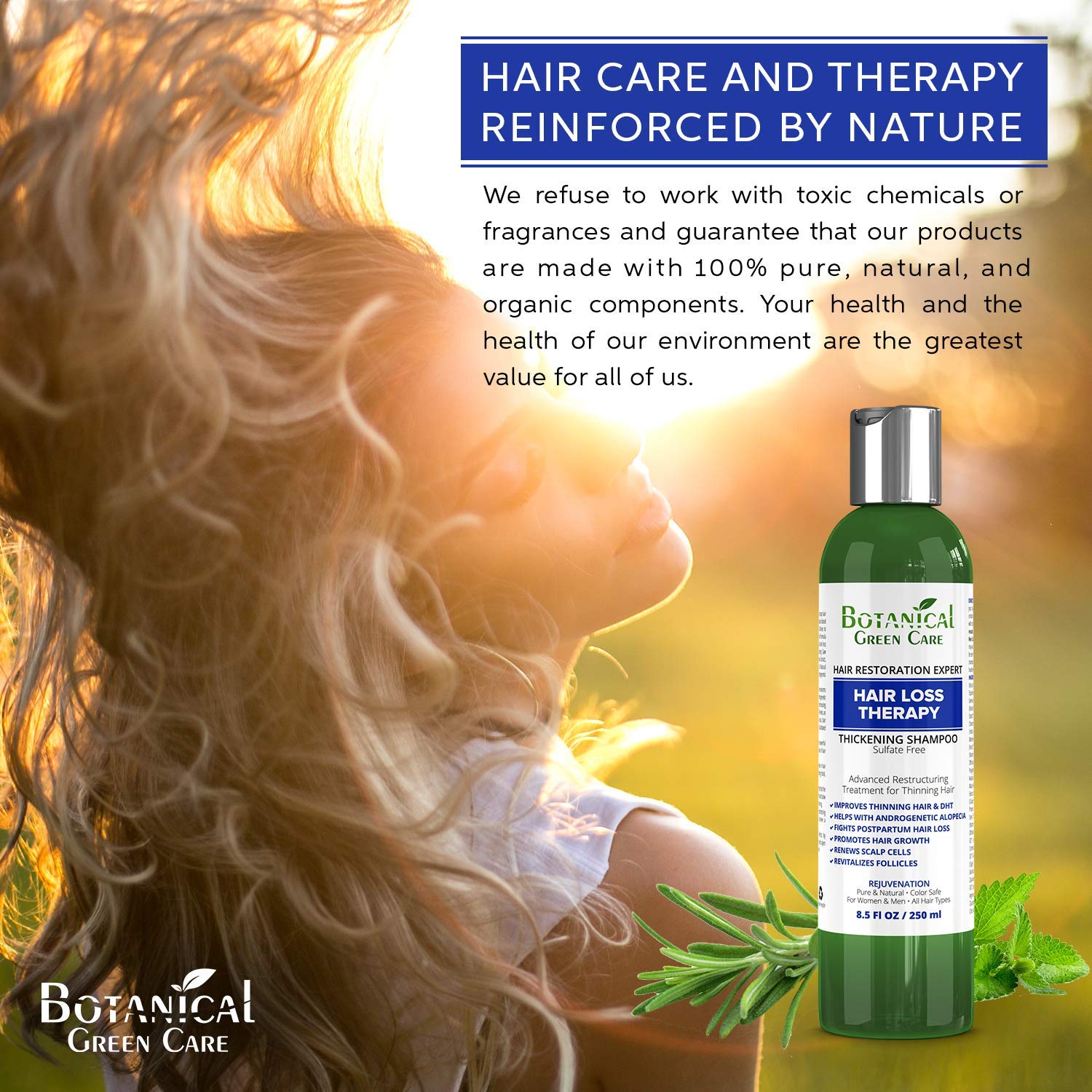 "Hair Loss Therapy" Sulfate-Free Caffeine SHAMPOO, Alopecia Prevention and DHT Blocker. Anti-Hair Loss/Hair Growth Shampoo. Doctor Developed. NEW 2018 FORMULA!: Beauty