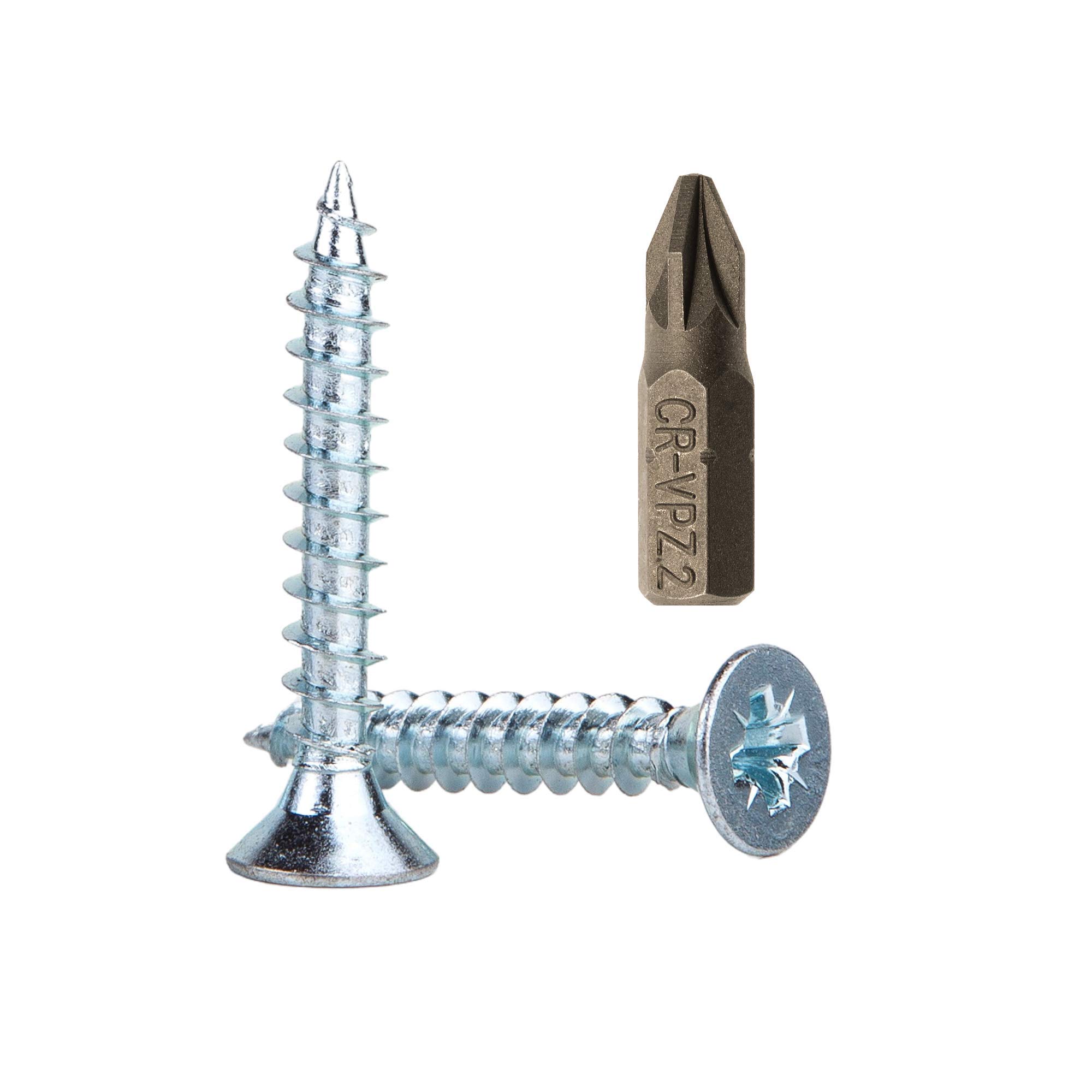 (Pack of 50 pcs) Zinc Plated Steel Wood Screws 6.0 x 40 mm, Pozi-drive Head Screws, Fasteners, Countersunk, Chipboard Screws (50)