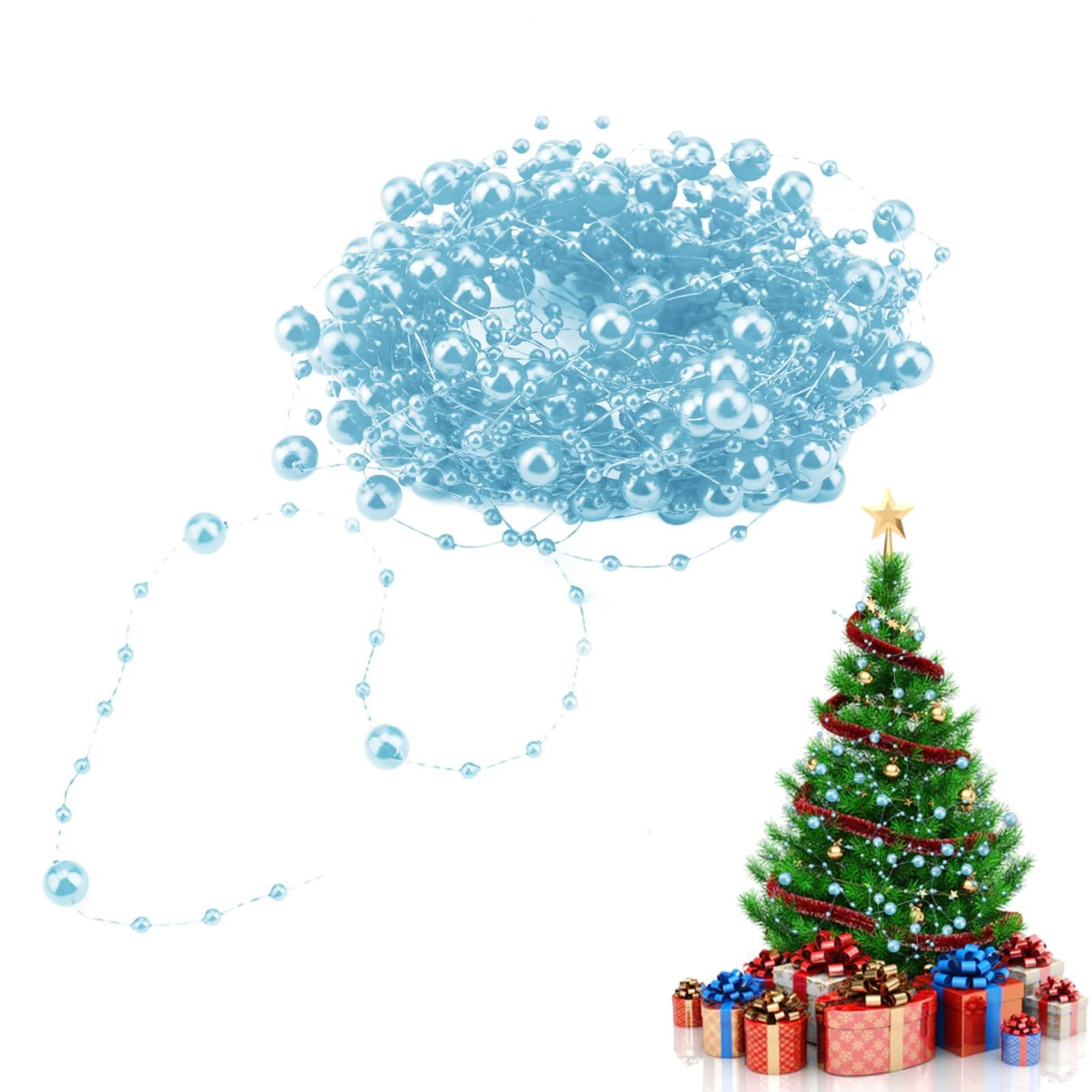 HERCHR 10 m Artificial Pearls Chain Beads Chain Garland Fishing Line Bead Garland Wedding Party Decoration (Blue)