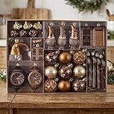 Valery Madelyn Christmas Tree Ornaments Set, 100ct Bronze Copper Brown and Gold Shatterproof Christmas Tree Decorations Bulk, Luxury Hanging Ball Ornaments for Fall Thanksgiving Autumn Harvest Xmas