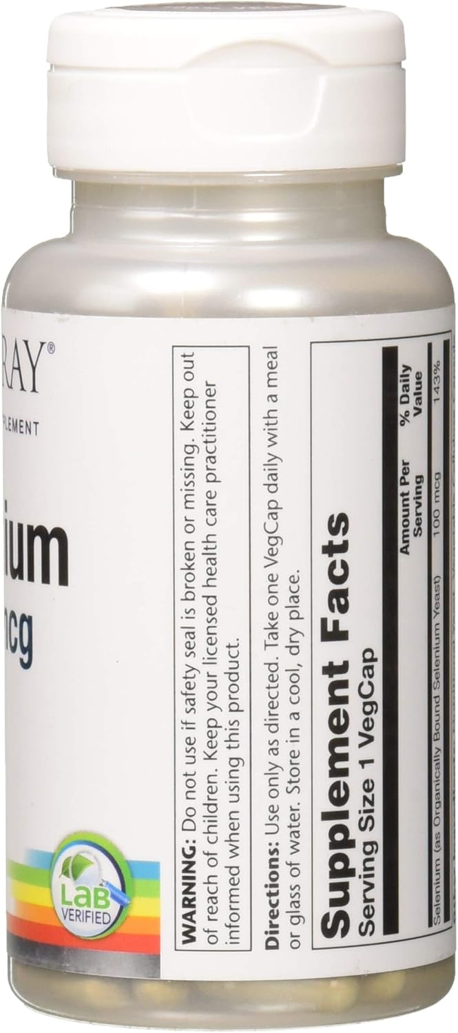 Solaray Selenium Organically Bound, Veg Cap (Btl-Plastic) 200mcg | 100ct: Health & Personal Care