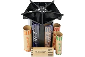 Ainiv Coin Sorter Tube Coin Counter with Coin Wrappers, 5-in-1 Change Sorter Coin Organizer, Change Counter Machine Coin Holder Coin Roller, Accurate & Easy to Use
