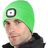 Tutuko Unisex LED Beanie with Light, USB Rechargeable Headlamp Knitted Winter Cap Gifts for Men Women Dad