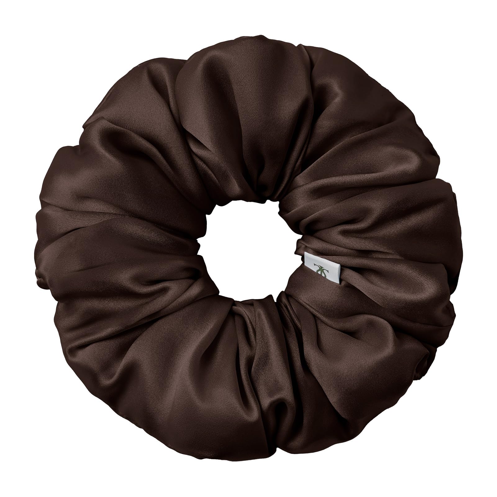 LILYSILK Women's 100% Mulberry Silk Big Hair Scrunchies Ladies Pure Silk Filled Giant XL Ponytail Holder Oversized Elastic Hair Tie Band Large Jumbo Hair Bobble for Breakage Prevention(Chocolate)
