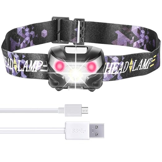 Linterna Frontal LED Recargable USB Lámpara de Cabeza, Súper Brillante, Impermeable y confortable para correr, caminar, ir de acampada, leer, hacer senderismo, niños