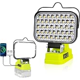 Work Light for Ryobi 18V Battery,84W 8000LM Portable Cordless Floodlight with USB&amp;Type C Charging Port for Emergency Lighting,LED Spotlight for Camping,Fishing,Workshop