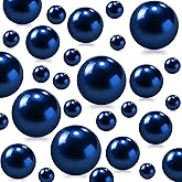 150Pcs Navy Blue Polished No Hole Faux Pearl Beads for Vase Filling Decorations, Plastic Pearls Vase Fillers, Table Scatters, Wedding Centerpiece, Home Decor, 8/14/20 mm
