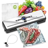 VNIMTI Vacuum Sealer Machine for Food, 70Kpa Vacuum Food Sealer with Dual Heat Seal, Multi-Functional with Moist & Dry Mode, 5 Vacuum Bags, Built-in Cutter, External Vacuum Hose for Jars