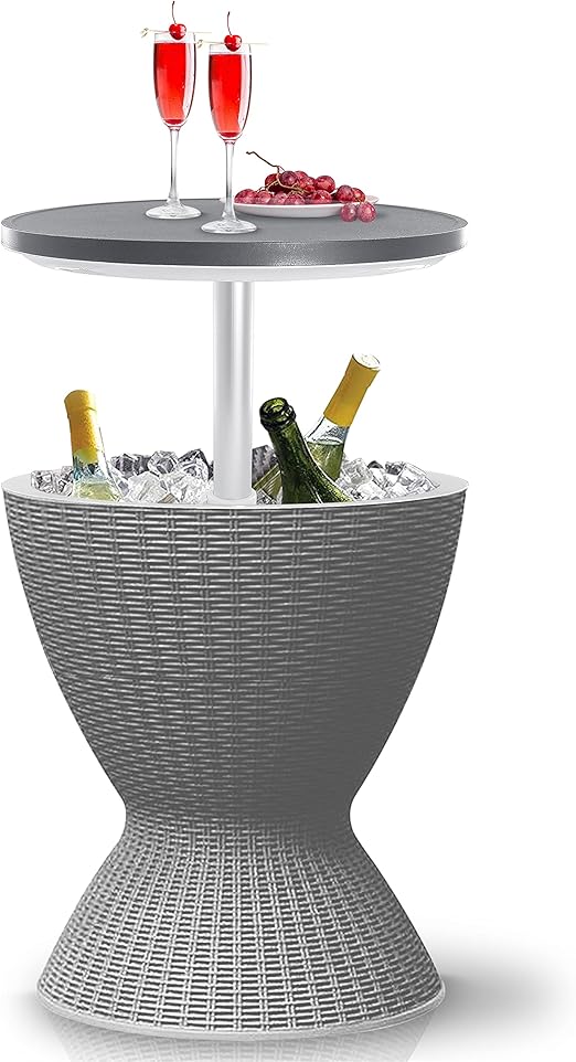SereneLife Outdoor Bar Cooler TableAllWeather Cool Furniture and Hot