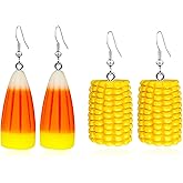 CWVHQ 2Pairs Candy Corn Earrings Cute Yellow Corn Vegetable Earrings Dangle Acrylic Earrings for Women Halloween Fashion