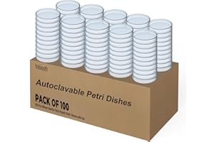 [Autoclavable] 100 Packs Sterile Thick Plastic Petri Dishes with Lid, Vabiooth 90mm Dia x 15mm Deep Clear 3 Vents Petri Dish for Lab Science Experiment, Non-Fragile, Scratch-Resistant