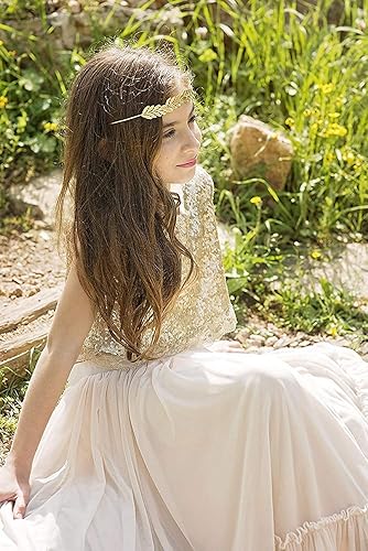 HEVECI Two Pieces Bohemian Flower Girl Dress for Wedding Sequins Princess Junior  Bridesmaid Dresses Summer in Saudi Arabia | Whizz Special Occasion