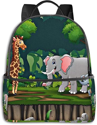 Amazon リュックサック バックパック ジャングルに住む野生動物 可愛い 軽量 防水 小学生 通学 遠足 キッズ リュック 幼児 子供用 保育園バッグ 幼稚園 女の子 男の子 リュックサック