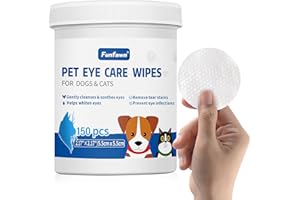 Funfawn Pet Eye Wipes for Dogs & Cats - Disposable Dog Eye Cleaner Wipes - Gently Remove Tear Stain & Eye Discharge - Presoak