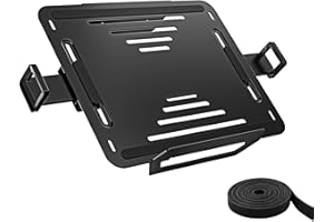 monTEK Adjustable Laptop Tray for Monitor Arm & Stand, Universal VESA Mount Laptop Holder 12″–18″, Fits Thick Gaming Laptops,