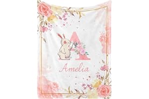Personalized Baby Blanket with Name - Printed in USA,Custom Baby Blanket for Kids Soft Flanne Blankets in Easter Personalized