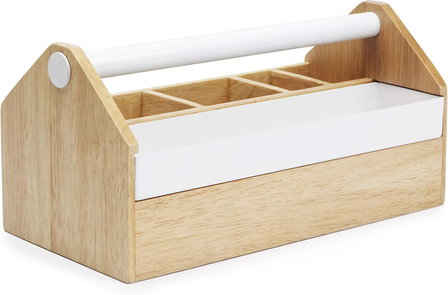 Umbra Toto Storage Box (Long), Perfect for Organizing Makeup, Brushes, Jewelry, Stationery, and More, Birch Wood Metal Finish, Natural/White