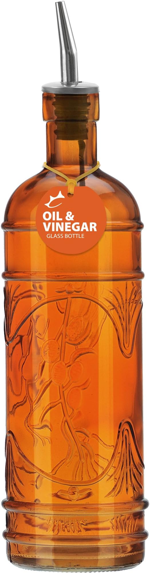 Couronne Company B6541P08 Glass Oil Bottle, 16.1 oz, Orange