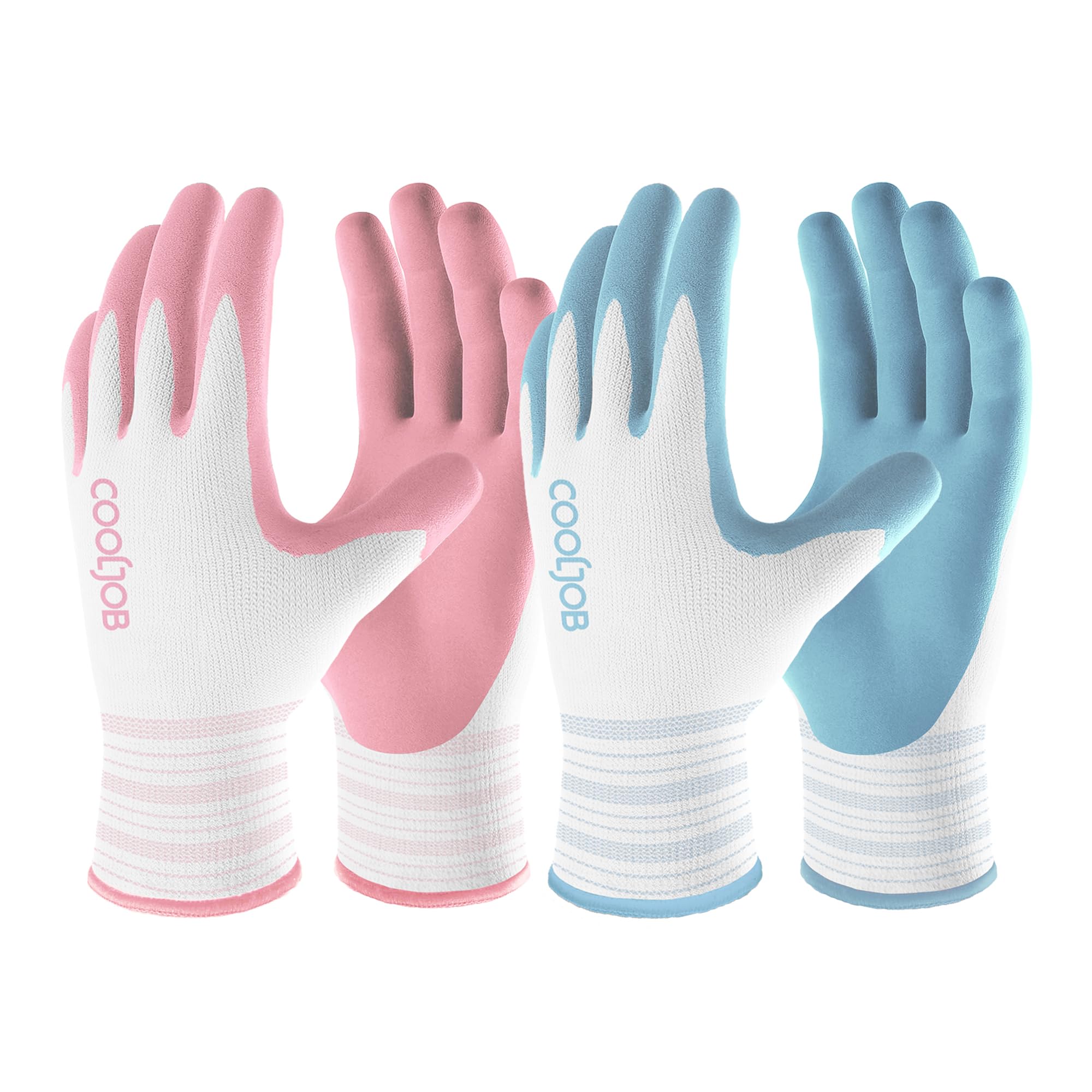 COOLJOB Gardening Gloves for Women, 2 Pairs Ladies Gardening Gloves, Comfortable Breathable Rubber Garden Gloves, Gardening Gift, Medium Size Fits Most, Blue & Pink, 2 Pairs Pack