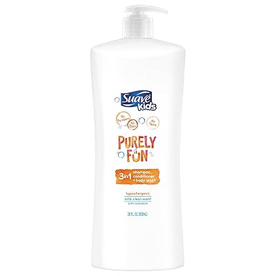 Suave Kids 3-in-1 Shampoo, Conditioner and Body Wash, Purely Fun, 28 Ounce (Pack of 4)