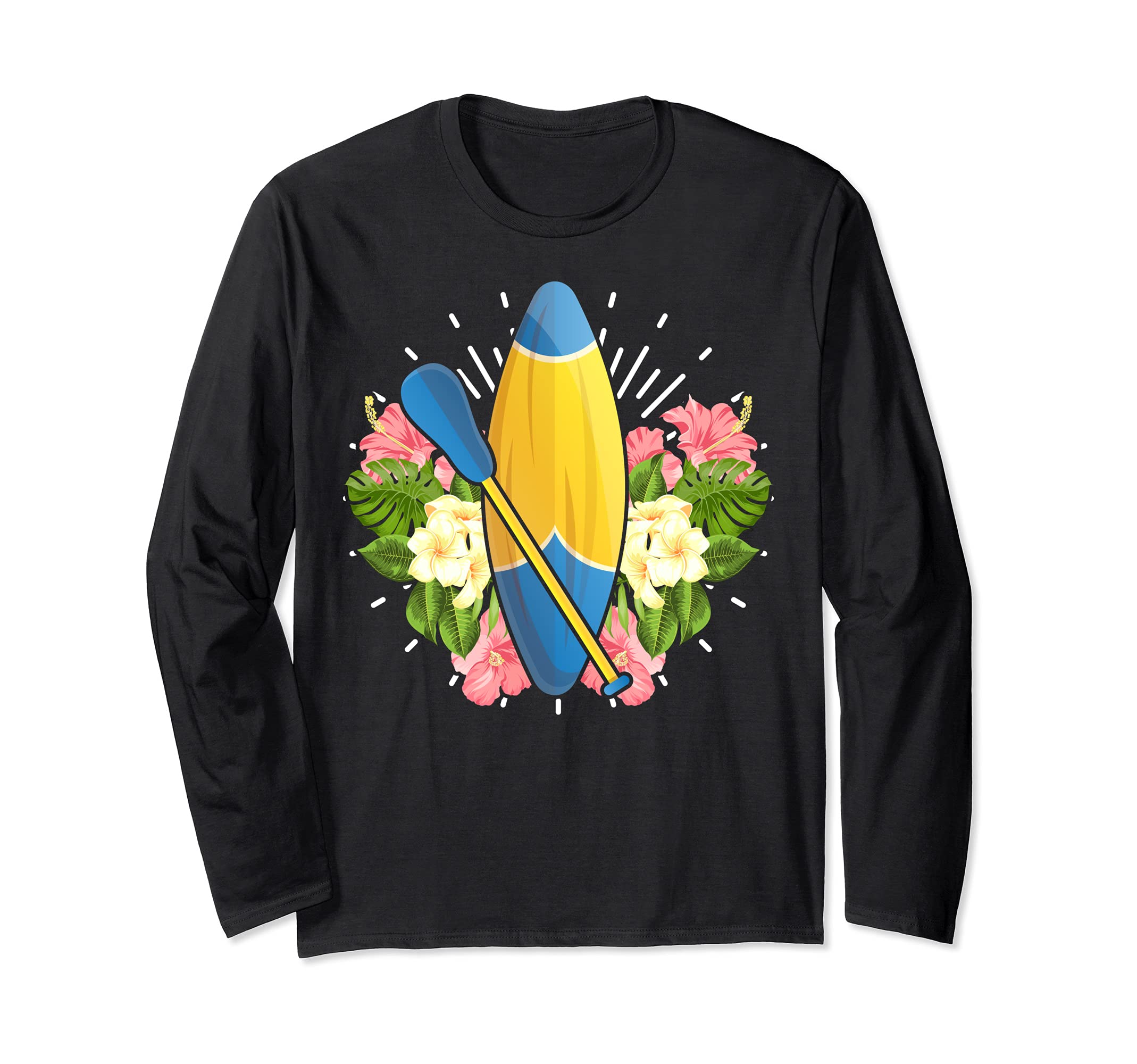 Floral Stand Up Paddler Paddles Paddleboarding Flowers SUP Long Sleeve T-Shirt