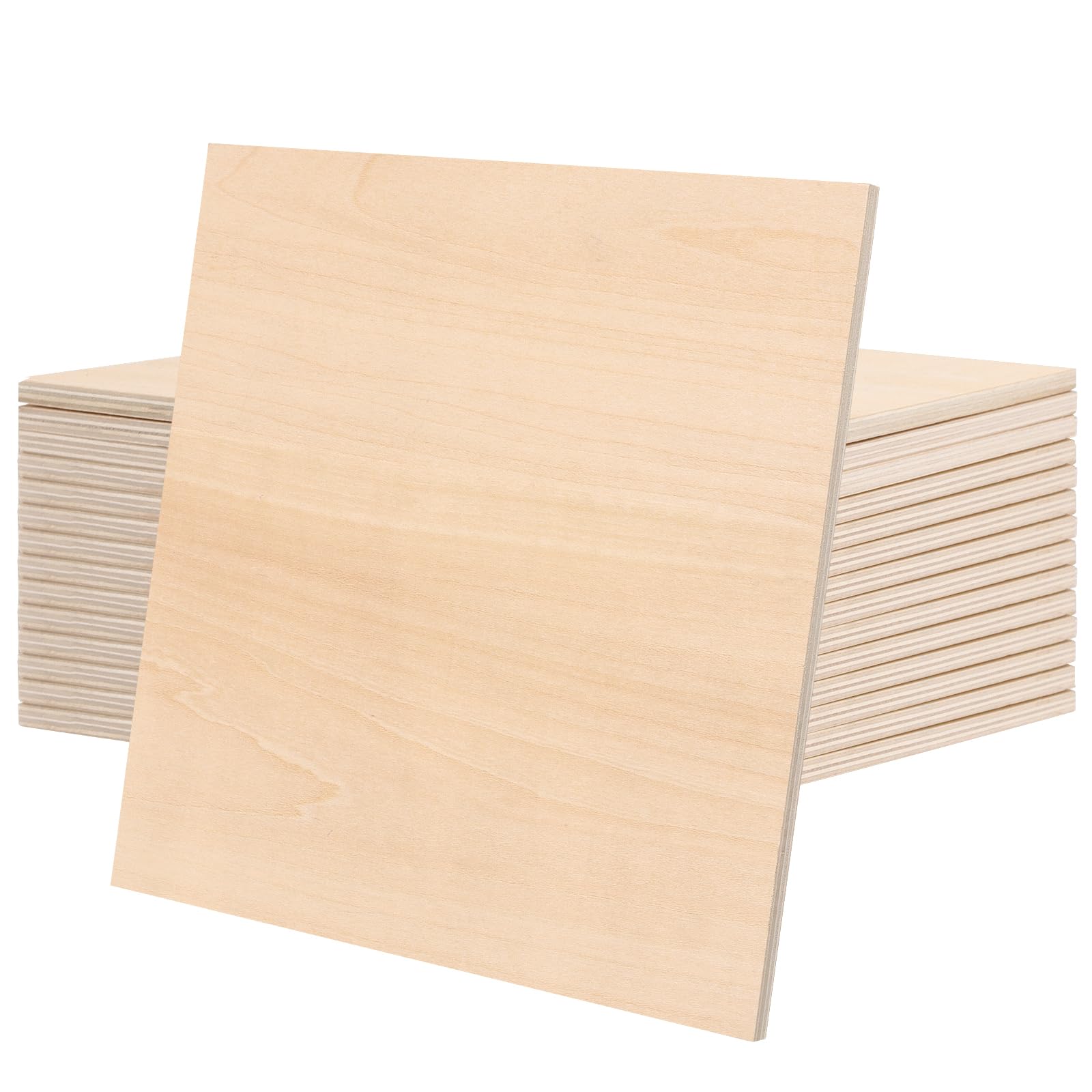JAPCHET 15 PCS 200 x 200 x 6mm Square Plywood Sheets, 8 Inch Plywood Boards Basswood Wood Sheets for Crafts, DIY Wooden Models, Painting