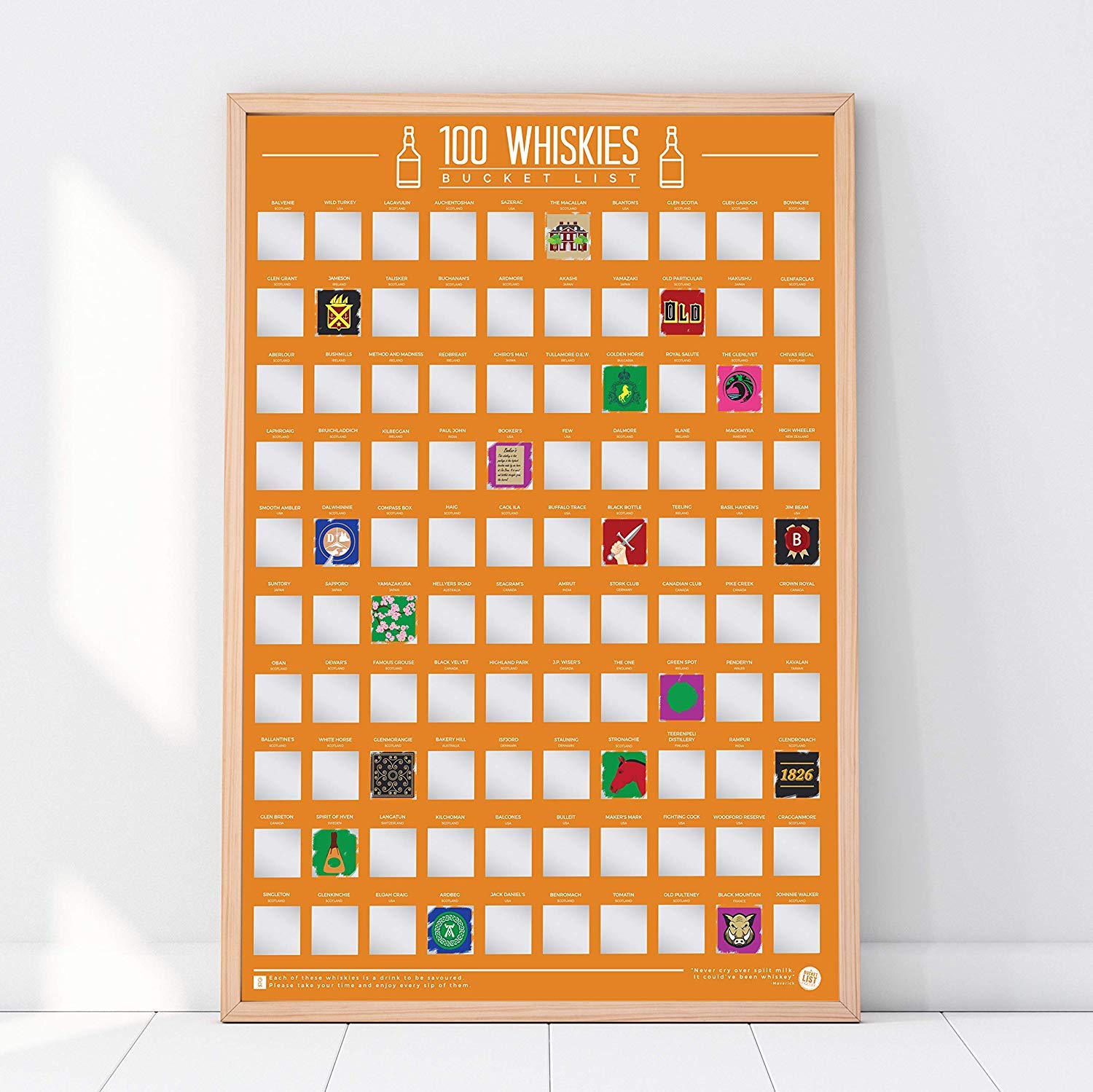 Gift Republic 100 Whiskies Scratch Poster, Brown — image 1