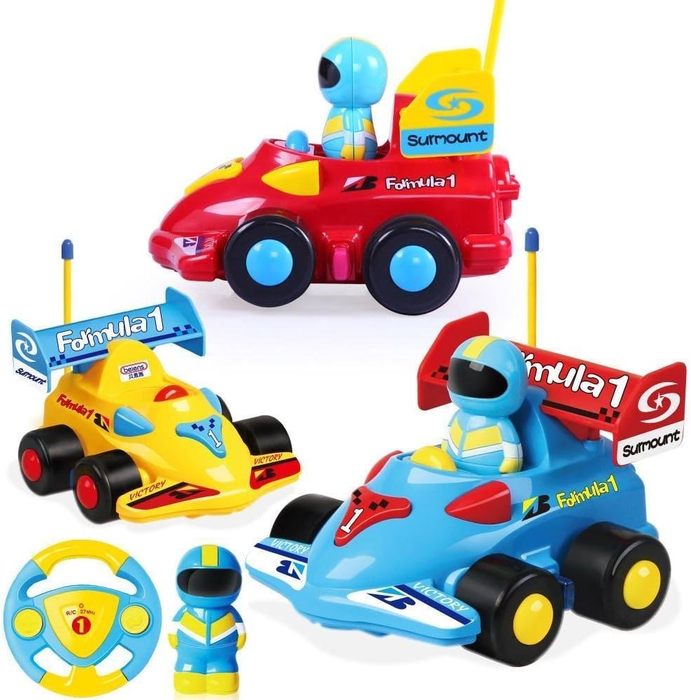 Cartoon R/C Formula Race Car Radio Control Toy for Toddlers (Assorted Colors)