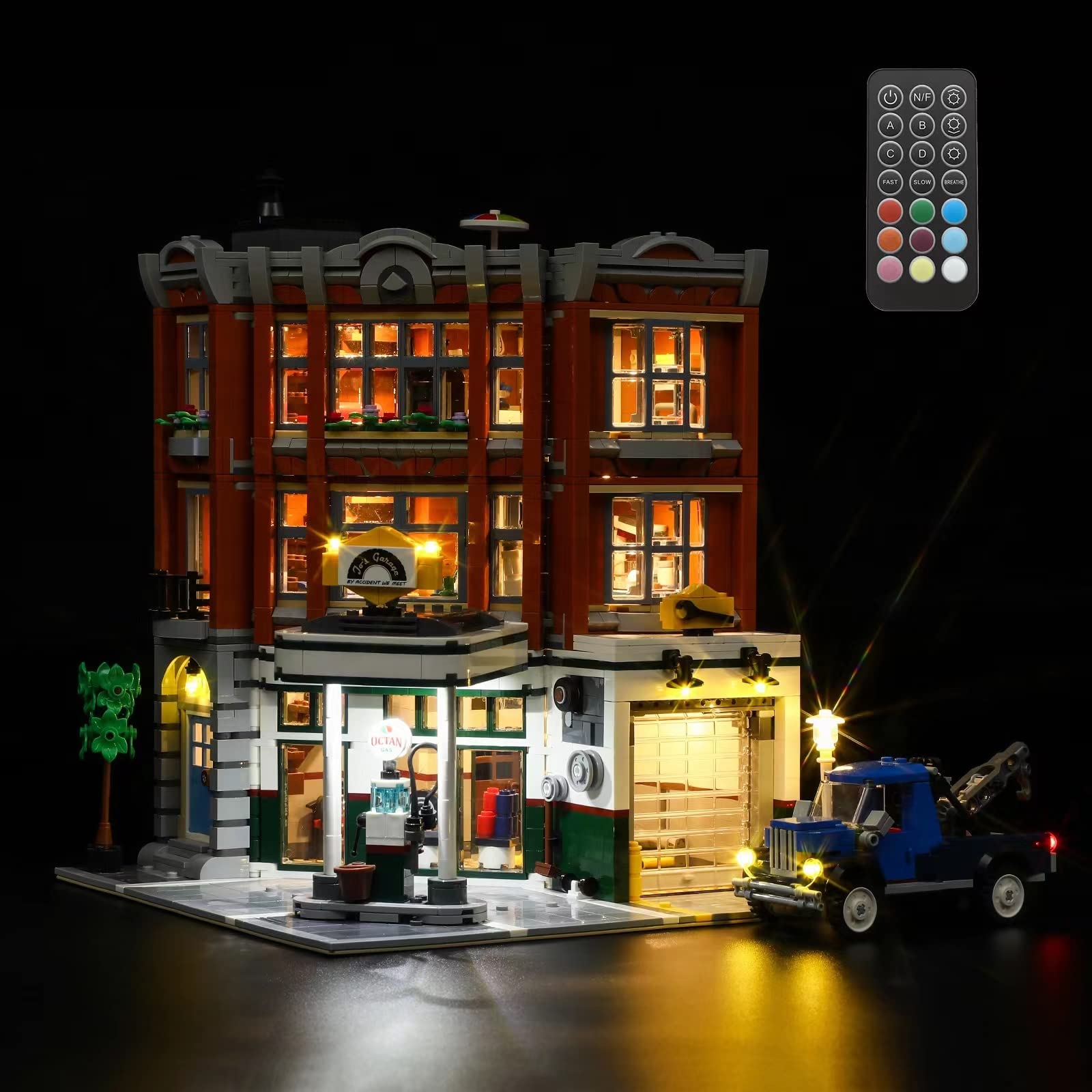 GEAMENT LED Light Kit (Remote Control) Compatible with LEGO Corner Garage - Lighting Set for Creator 10264 (Building Set Not Included)