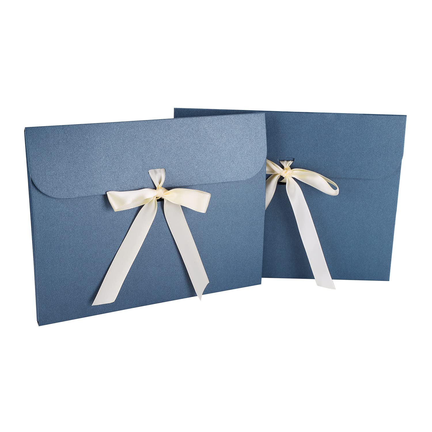 10Pcs Gift Envelopes Gift Card Envelope Bow Ribbon Greeting Cards Holder Large Gift Invitations Flat Present Box for Vouchers Christmas Birthday Wedding Thanksgiving Letter Accessories 24×18.5×0.7cm