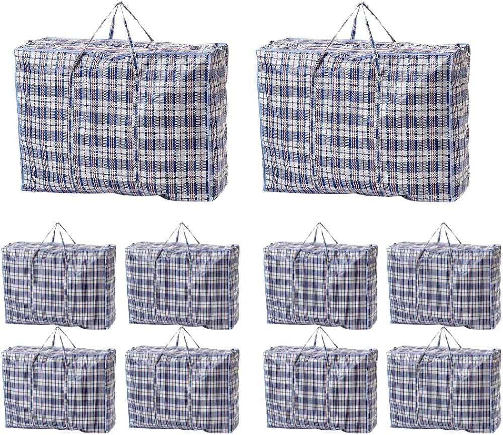 VIROSA 10 Pack Large Laundry Bags 60 x 50 cm Durable Zip With Handles
