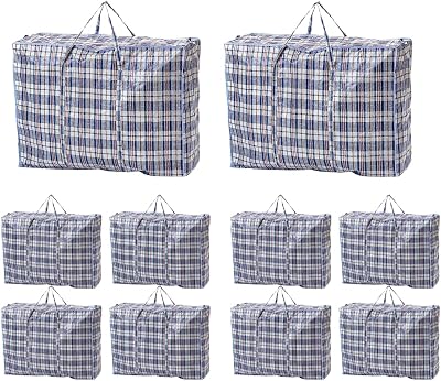 VIROSA 10 Pack Large Laundry Bags 60 x 50 cm Durable Zip With Handles
