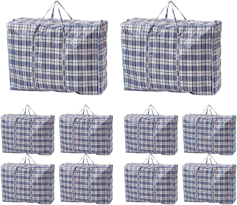 VIROSA 10 Pack Large Laundry Bags 60 x 50 cm Durable Zip With Handles