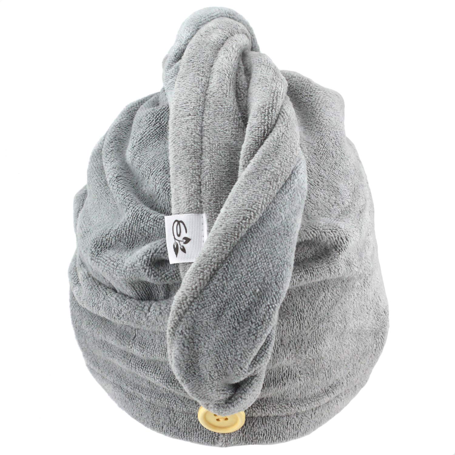 Evolatree Microfiber Hair Towel Wrap - Quick Magic Hair Dry Hat - Anti Frizz Products for Curly Hair Drying Towels - Neutral Gray : Beauty