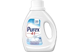 Purex Free and Clear, Concentrated Hypoallergenic Liquid Laundry Detergent for Sensitive Skin, Free of Perfumes and Dyes, 1.1