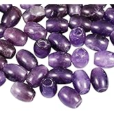 TUMBEELLUWA Stone Bead for Jewelry Making, Healing Crystal Large Hole Oval Shape Loose Beads Pack of 15, Amethyst