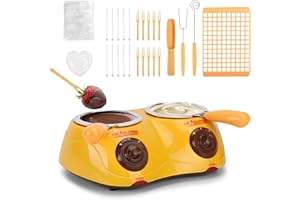 Outamateur Chocolate Melting Pot Electric Chocolate Fondue Mini Fondue Candy Maker with Double Melting Pot for Milk Chocolate,Cheese,Butter,Candy