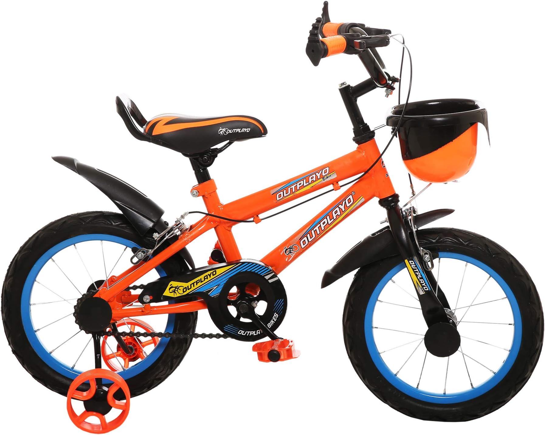 Outplayo Sports Orange Bicycle for 3 to 5 Years Kids, 14 inches (Neon Orange)